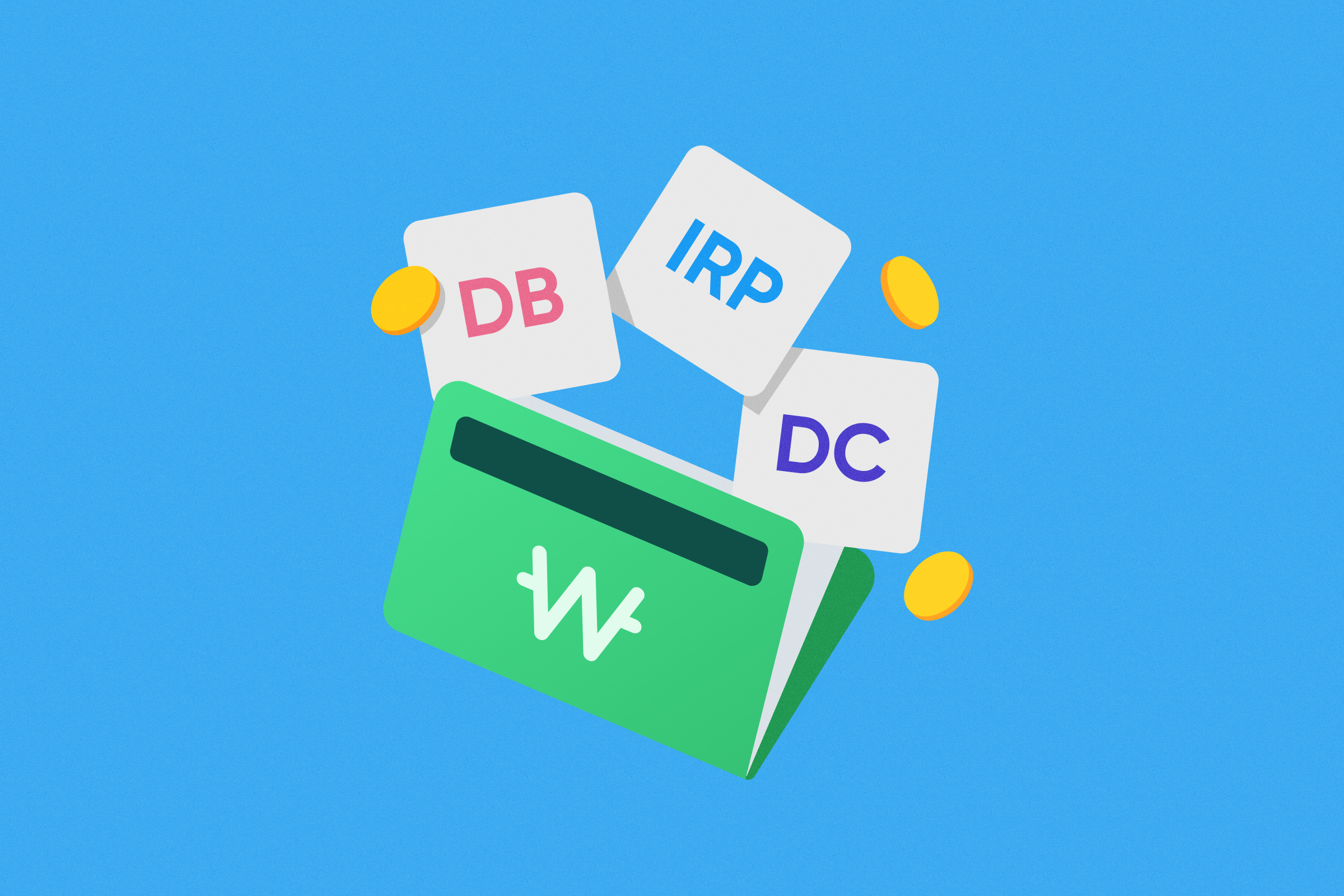 퇴직연금 종류인 DB, DC, IRP를 나타내는 이미지